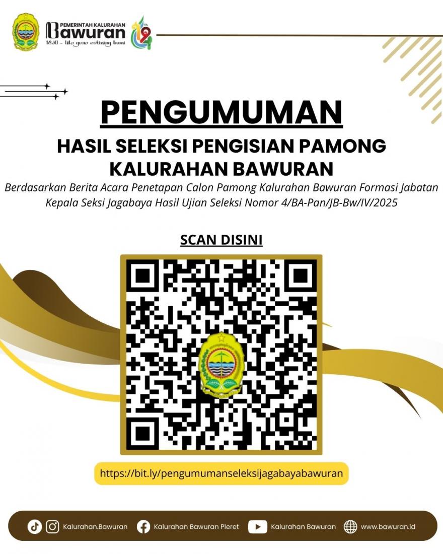 Pengumuman Hasil Seleksi Pamong Kalurahan Bawuran – Formasi Jagabaya